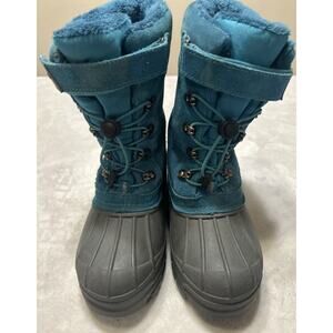 Lands End Boots Size 6 Youth Women’s Size 8 Blue Snow Fur Lined Duck Waterproof